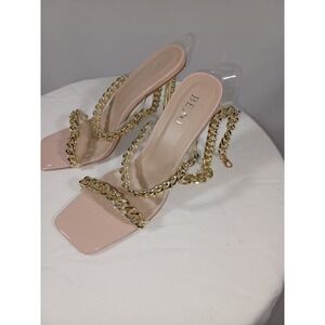 BEBO Mighty Chain Strap Heels‎ Womens Size UK 6 Clear Beige Gold High Heel Shoes